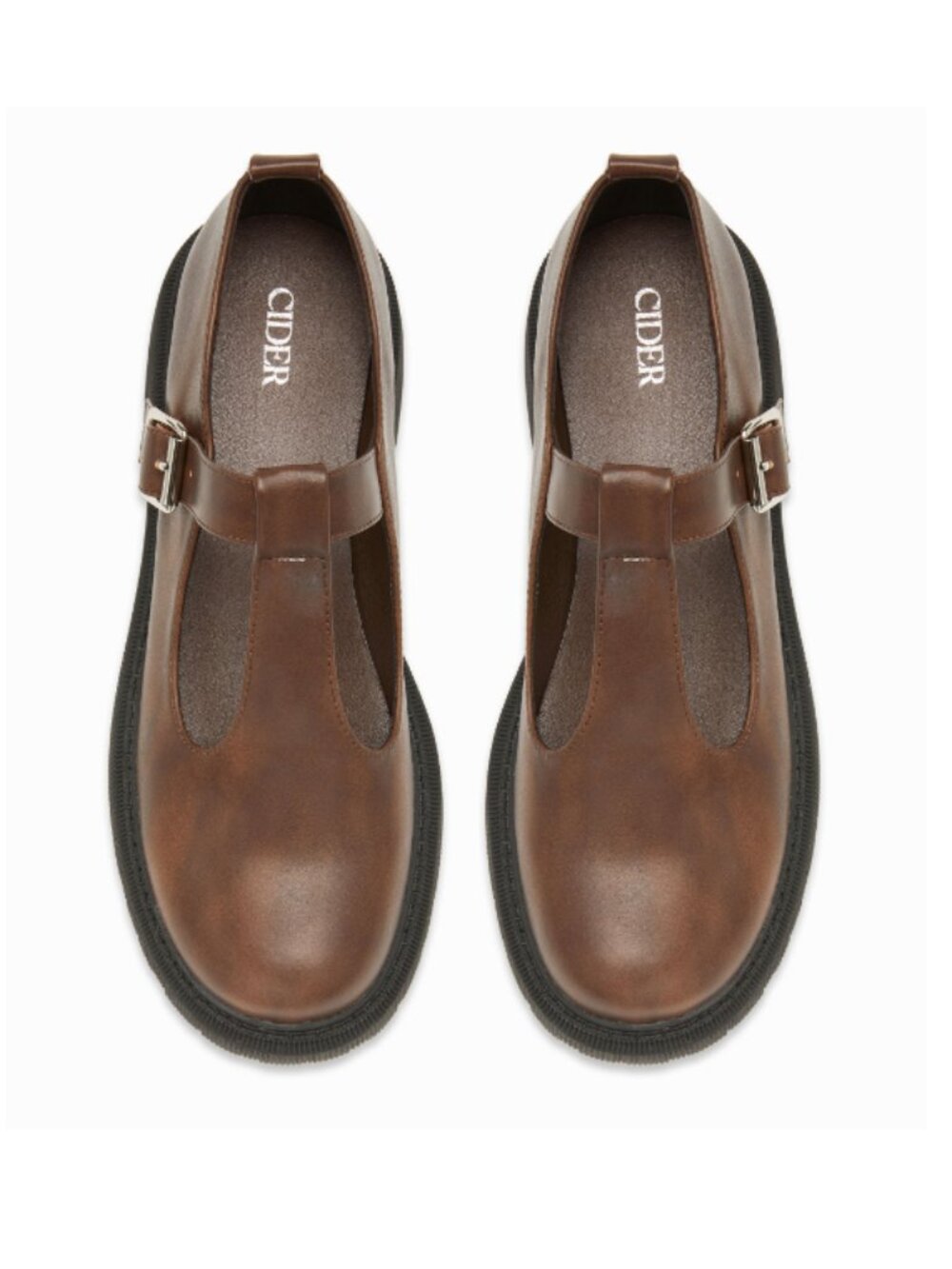 NWT Cider Distressed Round-Toe Buckle Platform Lug Loafers, Faux Leather, Sz 9 - Picture 2 of 7
